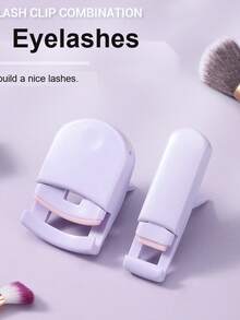 2pcs/Set Eyelash Curler, Wide Angle + Local Combination Portable Eyelash Curler, 2-In-1 Eyelash Grooming Tool, Soft Silicone Pad Doesn't Hurt Eyelids, Easily Curl Corner Eyelashes, Create Overall + Corner Complete Sunflower Curled Eyelash Effect, Daily Makeup, Quick Touch-Up For Going Out - Mauve Purple - View 1