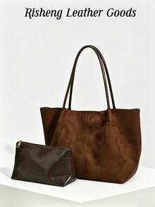 2026 New Vintage Premium Large Capacity Tote Bag / Shoulder Bag - Coffee - View 2