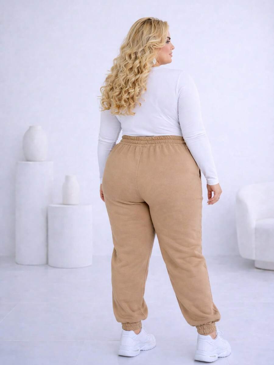 Plus Size Pants - Khaki - View 1