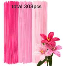 Pink Pipe Cleaner Stick Set, Upgraded Encrypted Soft Fabric Plush Wire Bulk Handmade Flower Cleaning Sticks, Suitable For Beginners DIY Art And Craft Projects Decoration Twisted Sticks, Suitable For Gifts, Home Decor, Parties, Weddings Bridal Bouquets, Bridesmaid Bouquets, Mother's Day Gifts, Back To School, School Supplies, Tulip, Lily Bouquet Making, Halloween Christmas Supplies - Pink - View 13