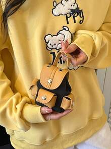 Dompet Koin Tas Mini Tas Liontin Ransel Mini Tas Liontin INS Blok Warna PU Patchwork Gantungan Kunci Tas Kecil Dapat Digantung di Sabuk Tempat Penyimpanan Earphone Lipstik Tas Kecil Ransel Liontin Ransel Tas Liontin - MultiWarna - View 6