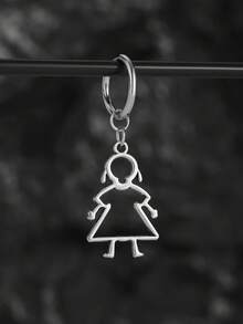 1 Peça Pingente de Homem & Mulher Oco de Aço Inoxidável Brincos Personalizados da Moda - Prata - Visão 3