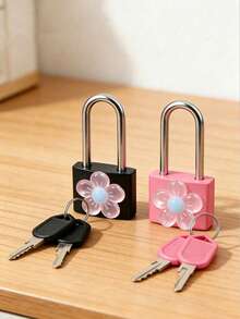 Floral Decorative Metal Padlock (Includes 2 Keys), Suitable For Travel, Business Trips, Daily Commute, School Or Office Use, Outdoor Camping - A - View 6