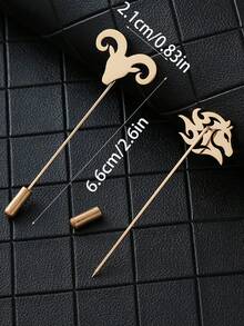 Minimalist Metal Animal Shaped Bar Brooch, Polished Silver & Gold Hollow Design, Multiple Personalized Totem Options. Suit & Coat Decorative Pin, Business Casual Outfit Accessory, Niche Exquisite Men's Lapel Pin, Unique & Stylish Gift - Brooch - View 2