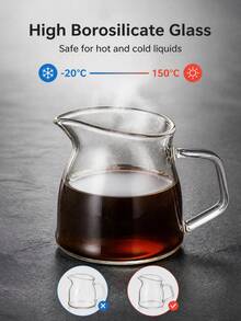 1pc Transparent Glass Coffee Pot With Handle, Anti-Scald Pointed Spout For Easy Pouring, Heat-Resistant Thickened Glass Sauce Cup, Suitable For Breakfast, Western Dining, And Bar Use, Ideal For Baking Enthusiasts And Coffee Lovers. - Multicolor - View 7