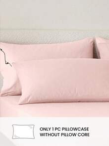 1pc Solid Color Pillowcase, No Pillow Insert, Soft Pillowcase, Wrinkle-Resistant, Fade-Resistant, Soft And Breathable, No Filling, Machine Washable - Baby Pink - View 2