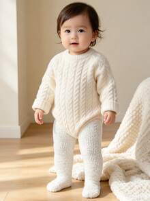 1pc Baby Thickened Thermal Lined Tights, Solid Color, Warm And Comfortable, Suitable For Winter, Below 5°C - Multicolor - View 6