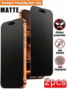 2pcs Matte Anti-Peeping Privacy Screen Protector, Compatible With IPhone 17 Pro Max, Anti-Peeping Privacy Accessory, Anti-Glare Anti-Fingerprint Film, Compatible With Phone Case, Easy Installation No Bubbles, Smooth Touch, Compatible With IPhone 17 Pro Max/17 Pro/17 Air/16/15/14 Plus/13 Mini/12/11 Series - Black - View 40