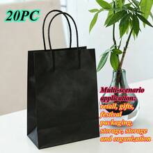 Halloween Christmas Gift 20/100pcs Small Kraft Paper Gift Bags With Handles, Kraft Paper Bags, Shopping Bags, Retail Bags, Gift Bags, Easy To Categorize, Convenient To Store, Suitable For Weddings, Party Gift Packaging - Vertical 15*8*21CM - View 21