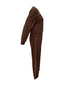 Autumn And Winter Commuting Elegant Women's Round Neck Sweatshirt Casual Daily Straight Tube Loose Pants Two Pieces Set - Dark Coffee - View 8