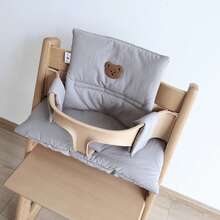 1pc Baby Cute Bear Pattern Multi-Color Removable Washable High Chair Seat Cushion, Soft Skin-Friendly Anti-Slip, Essential For Complementary Feeding Period, Easy Installation, Machine Washable, Fits Multiple High Chair Models - Grey - View 3
