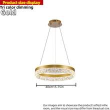 Round Ring Crystal LED Pendant Light, Modern Circular Pendant Lamp, Dimmable 3-Color Light, Adjustable Hanging Cable, Gold Black White Optional, Suitable For Dining Room Kitchen Island Breakfast Bar Indoor Decoration Ceiling Lighting - Multicolor - View 12