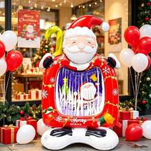 1pc Base Frame Santa Claus Aluminum Foil Balloon, Suitable For Christmas Party Decoration, Christmas Photo Props, Theme Party Decoration, Christmas Atmosphere Decor - View 2