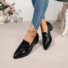 British Style Loafers Women 2026 New Spring French Flat Shoes Pointed Toe Pumps Spring Autumn - Black - View 9