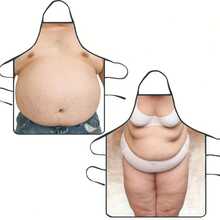 1PC Funny Beer Belly Print Apron - Realistic Abdomen Design, Durable Kitchen Apron, Suitable For Cooking, Brewing, Parties - Perfect Gift For Home Cooks And Beer Lovers - Easy To Clean Apparel, Holiday Kitchen Decor, Playful Kitchen Supplies, Sturdy And Affordable, Party Host Essential - Multicolor - View 1
