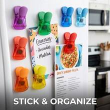 6pcs Colorful Transparent Magnetic Food Bag Clips, Multi-Functional Refrigerator Magnet Snack Sealing Clips, Suitable For Kitchen Storage, Random Mixed Colors - Multicolor - View 6