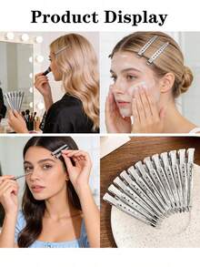 48pcs/24pcs/12pcs/1pc Metal Duckbill Hair Clips For Women Styling And Sectioning, Silver Long Hair Pins, Crocodile Clips For Curly Hair, Suitable For Thick Hair, Salon, Bow DIY - Multicolor - View 6