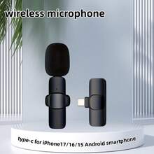 Mini 2.4GHz Wireless Lavalier Microphone, For IPhone 18/17/16/15, Android And Other TYPE-C Interface Smartphones, Plug And Play, Intelligent Noise Reduction, Clear Sound Wireless Lavalier Microphone, For Podcast, Video Recording, Live Streaming, Vlog - Black - View 2