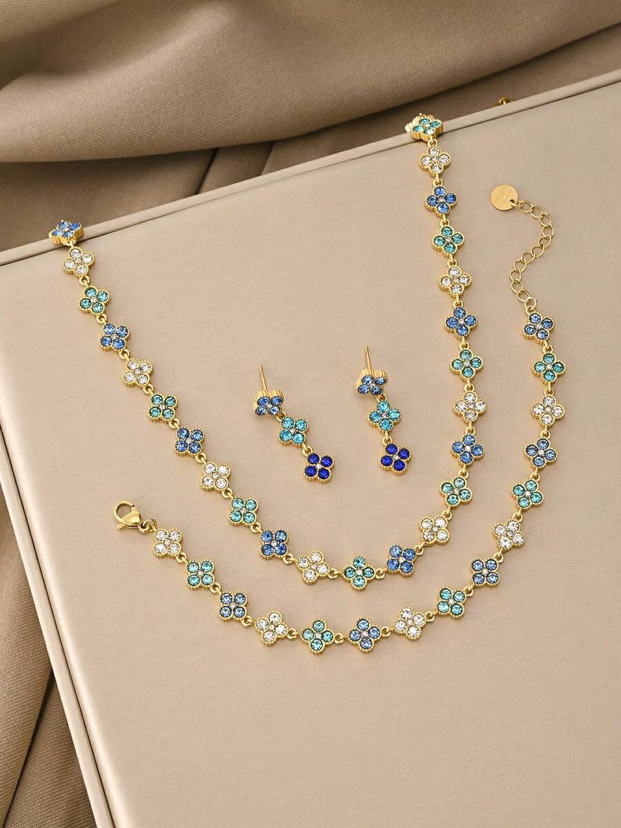 Kalung Emas 18K, Gelang Emas, Anting-anting Zirkonia Tembaga Bertekstur Serbaguna, Cocok untuk Kencan, Pesta, Hadiah, dan Pemakaian Sehari-hari