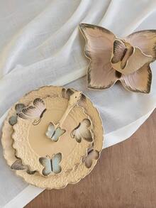 Hand‑Painted Underglaze Color Embossed Butterfly Ceramic Cup And Saucer Set, 3D Butterfly Handle Latte Coffee Cup For Afternoon Tea, Ideal For Home Restaurant Cafe, Holiday Birthday Housewarming Present - Multicolor - View 11