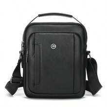1pc Men's Vintage PU Crossbody Bag, Multi-Compartment Large Capacity Handbag, Business Commute Shopping One Shoulder Small Backpack - Crossbody Bag - View 13