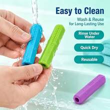 5 Packs Chewable Silicone Pencil Toppers, Random Color Sensory Pencil Grips With Bumpy Texture, Soft Flexible Tip Protectors For Autism, ADHD, Kids, School & Office - Soft Silicone Pen Sleeve - View 2