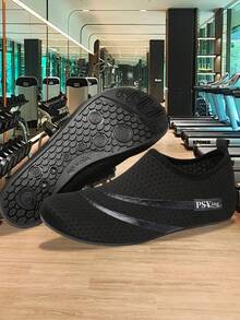 Men's Solid-Color Weightlifting Shoes, Gym Training Shoes, Daily Gym Sports Shoes For Fitness Enthusiasts - Black - View 3