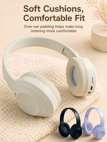 GENAI Headphone Nirkabel Over-Ear, Mikrofon Terintegrasi, Headphone Stereo HiFi Ringan yang Dapat Dilipat, Kontrol Volume, Bass Dalam, Cocok untuk Ponsel, Komputer, dan Kantor Rumah - View 4