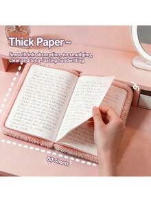 Gradient Rainbow A5 Notebook, Soft Faux Fur Cover, 160 Pages Lined Paper, Smooth Ink Flow No Bleeding, Scientific Line Spacing Design, Portable Size, Suitable For Girls' Daily Writing, Stationery Supplies, Cute Stationery - A - View 4