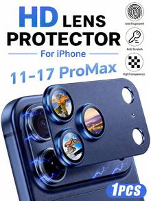 1入 [2026新款] 9H 鋼化玻璃相機鏡頭保護貼，適用於 iPhone 18 Pro Max/18 Pro/17 Pro Max/17 Pro，HD 高清透明、耐用柔軟、防刮、全覆蓋、無氣泡易安裝、相容手機殼、時尚設計、高品質玻璃 - 藏蓝色 - 查看 8