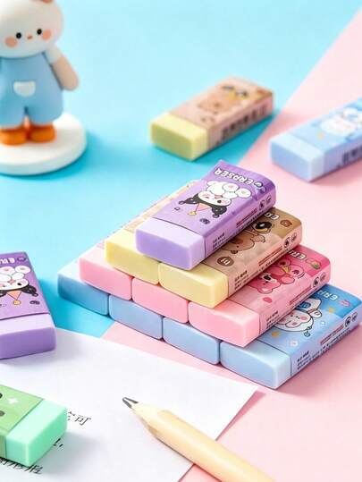 Fresh Cute Adorable Pattern Eraser, Cleans Cleanly With Less Residue, Suitable For Students' Daily Use, Back To School Essential