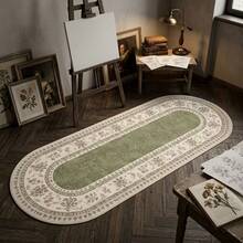 1pc Vintage Floral Border Oval Long Runner Rug, Soft Wear-Resistant Fabric With Non-Slip Backing, Easy To Clean Floor Mat, Suitable For Hallway, Bedroom, Entryway, Kitchen, Dining Room, Ideal For Daily Home Decor And Vintage Style Housewarming - Multicolor - View 2