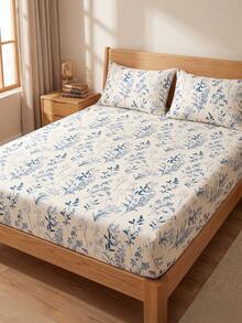 1pc Floral Print Fitted Sheet, Mattress Protector, Mattress Cover, Summer, Comfortable Breathable Wrinkle-Resistant, Machine Washable, Twin, Full, Queen, King, Dorm Bedding, All Season & Summer, Pillow And Pillowcase Not Included, Room Decor, Back To School - Multicolor - View 11
