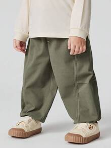 mini bala Practical Autumn Toddler Boys Long Pants Durable Loose Cut No Tight Belly Comfort For Active Boys - Earthy Green - View 2
