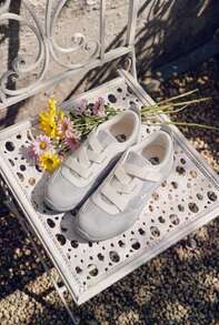 Kappa Gentle Style Retro Flat Shoes, Hook & Loop Mesh Patchwork Slouchy Casual Training Shoes - Cool Gray - View 1