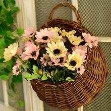 Rustic Woven Rattan-Style Hanging Wall Planter Basket, Handcrafted Wall-Mounted Flower Pot For Yard, Balcony, Garden, Vintage Pastoral Atmosphere, Woven Wall Hanging Flower Vessel, Easily Create A Healing Pastoral Corner - New Model - View 7