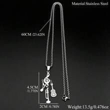 Treble Clef Pendant Necklace For Musicians Music Note Guitar Trumpet Charms Stainless Steel Chain Rock Hiphop Jewelry Gift - Necklace - View 2