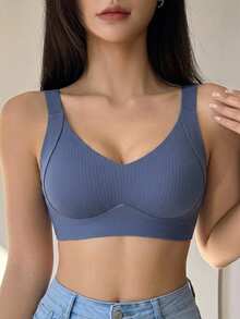 DAZY Full Coverage Adjustable Bra, Wirefree Lift & Support For Big Bust, Minimizes Underboob, Plus Size - Blue - View 2