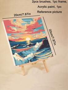 成人数码油画，丙烯颜料，简易成人数码油画，适合初学者，DIY数码油画，可作礼物或家居墙面装饰，尺寸：20英寸宽 x 20英寸长 / 30英寸宽 x 30英寸长 - 粉色 - 查看 9