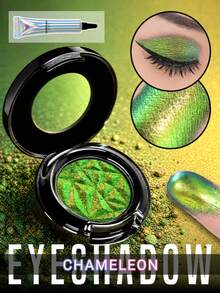CHARMACY High-Pigment Chameleon Eyeshadow Primer Set 2pcs Eye Shadow Shiny Iridescent Powder Cyberpunk Geometric Crystal Black Round Case Multi-Reflective Crease-Proof Eye Glitter Cosmetics For Stage Music Festival Christmas Winter Fall - 906 - View 2