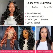 1pc Loose Wave Hair Bundles Human Hair Extensions For Women Natural Black Soft Can Be Dyed Loose Body Human Hair Bundles - Natural Black - View 3