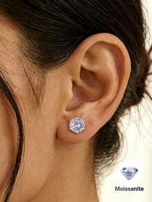 2pcs Minimalist Fashion 925 Silver 3.0mm-8.0mm Moissanite 6-Prong Stud Earrings, Suitable For Women's Daily Wear, Party, Vacation, Summer Beach, Wedding, Anniversary, Birthday Jewelry Gift - Silver - View 8