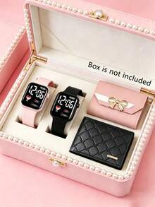 Casual Fashion Square LED Electronic Watch And Wallet Set, Couple's Gift, Holiday Present, Versatile For Daily Wear - Multicolor - View 1