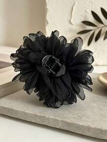 1pc Chiffon Flower Hair Clip, Elegant Large Flower Non-Slip Hair Claw, Women's Daily Party Hair Accessory - Multicolor - View 5