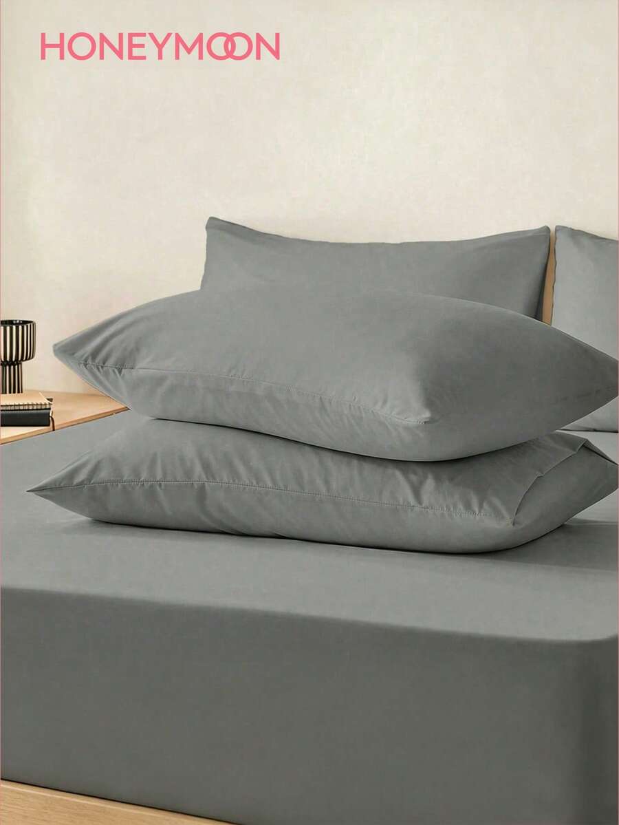 1pc Solid Color Pillowcase, No Pillow Insert, Soft Pillowcase, Wrinkle-Resistant, Fade-Resistant, Soft And Breathable, No Filling, Machine Washable - Grey - View 1