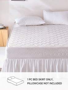 HONEYMOON 1pc Basic Lightweight Ruffle Bed Skirt, Classic Style, Soft & Fashionable, 100% Microfiber Material, 16 Inch Drop, Suitable For Home Bedding, School Dorm, Back To School Essential, White - White - View 2