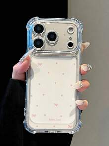 1pc Minimalist Black Polka Dot & Bow Cross Design Anti-Drop Phone Case, Summer Essential, Perfect For Daily Use, Compatible With IPhone 16/16 Pro/16 Plus/16 Pro Max/17/17 Pro/17 Pro Max/15/15 Pro/15 Pro Max/15 Plus/14/14 Pro/14 Pro Max/13/13 Pro/13 Pro Max/12/12 Pro/12 Pro Max/18 Pro/18 Pro Max - Clear - View 3