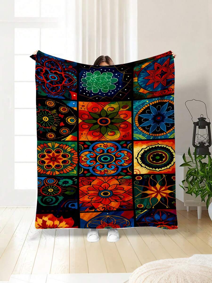 1pc Modern Minimalist Soft Comfortable Blanket, Animal Floral Pattern, Multi-Purpose Throw For Sofa, Bed, Outdoor Camping, Leisure, Home, Picnic, Travel, All Seasons, Gift For Family And Friends - Multicolor - View 1
