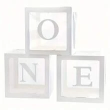 3pcs Balloon Boxes, 1st Birthday Decoration, Suitable For 1st Birthday Decoration Balloon Boxes, Cube Blocks Party Decor With Photo Props And Letters, Cake Smash Backdrop - Balloon Box - View 10