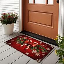 1pc Kitchen Floor Mat, Soft Faux Cashmere Material, Christmas Atmosphere, Holiday Style, Non-Slip And Dirt-Resistant, Suitable For Kitchen, Entrance, Bathroom Door, Home Decor Floor Mat, Multi-Scene Use Non-Slip Mat, Room Decoration, Holiday Gift - Multicolor - View 6